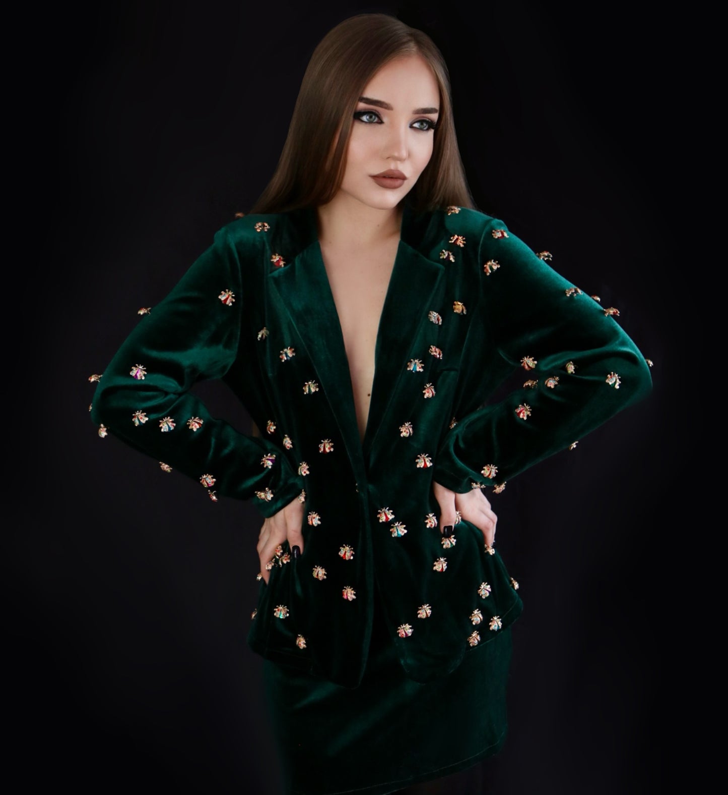 LADYBUG EMERALD VELVET BLAZER