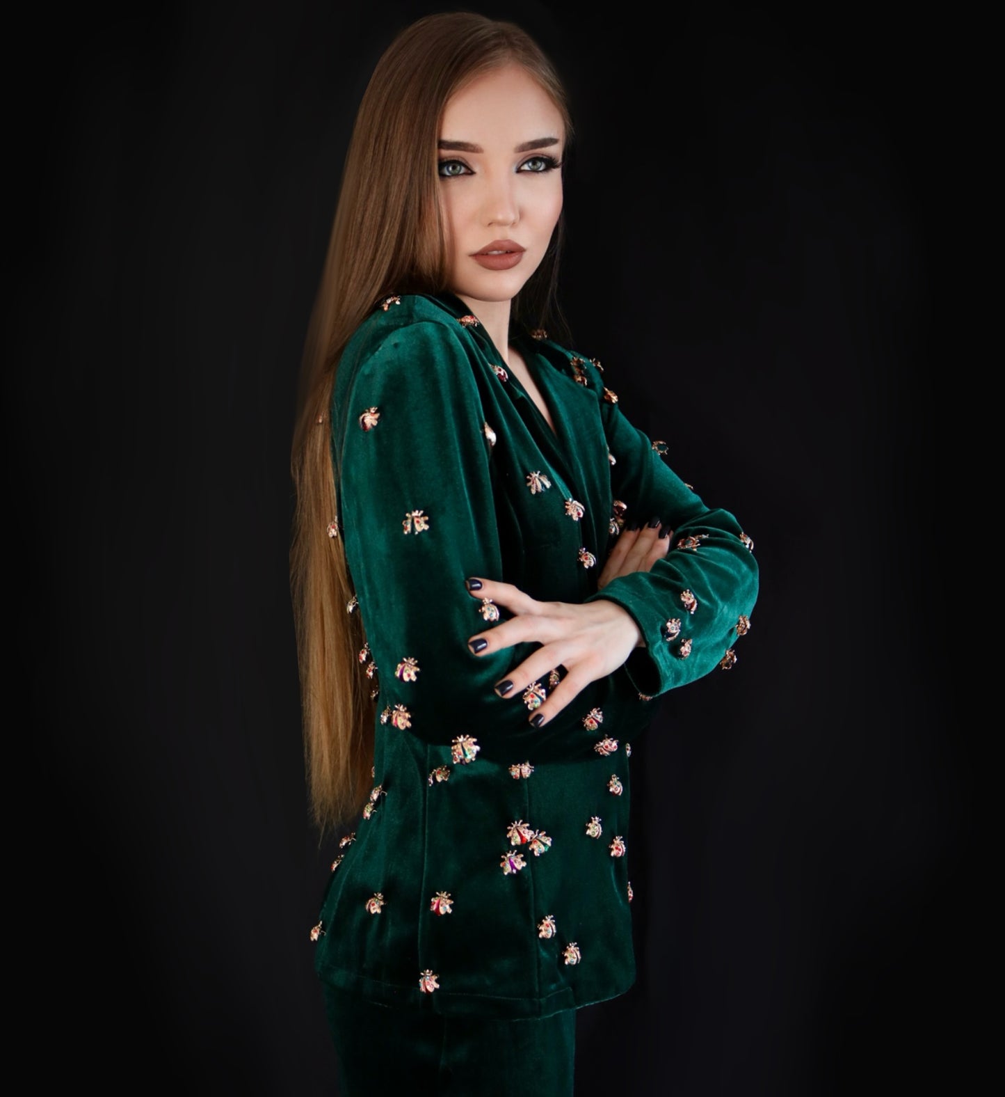 LADYBUG EMERALD VELVET BLAZER
