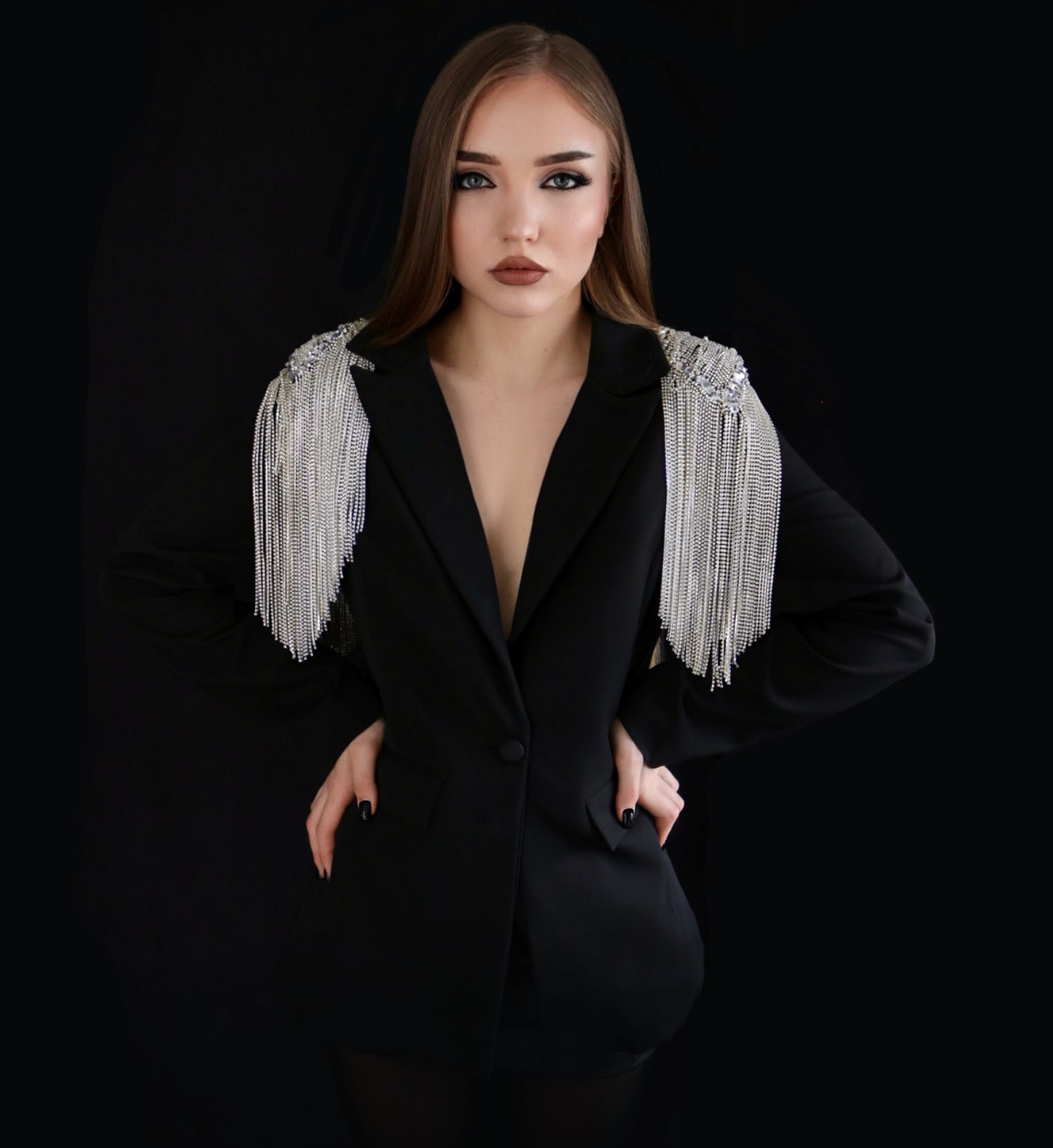 MARGUERITE EMBELLISHED EPAULETTES BLAZER