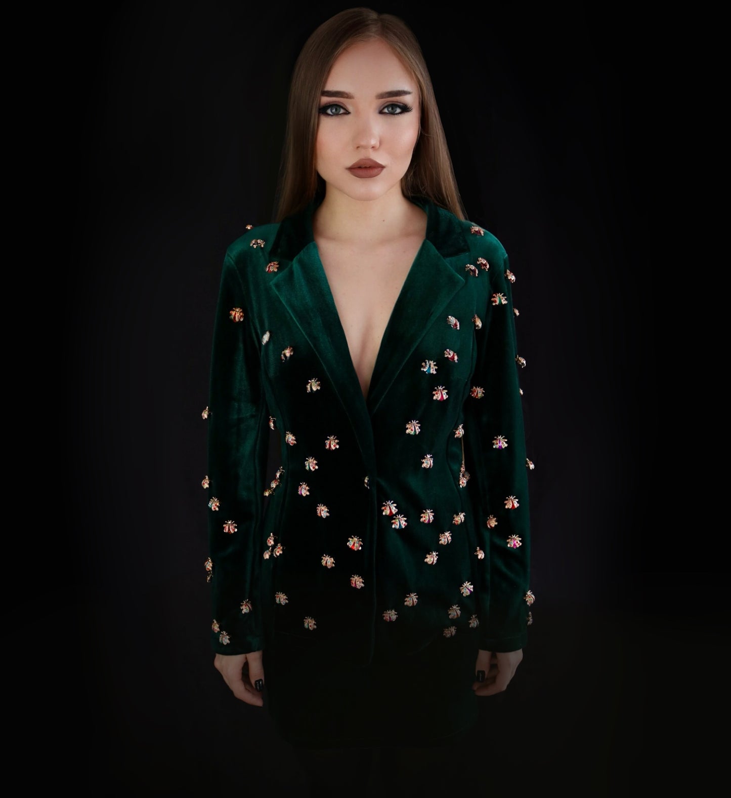 LADYBUG EMERALD VELVET BLAZER