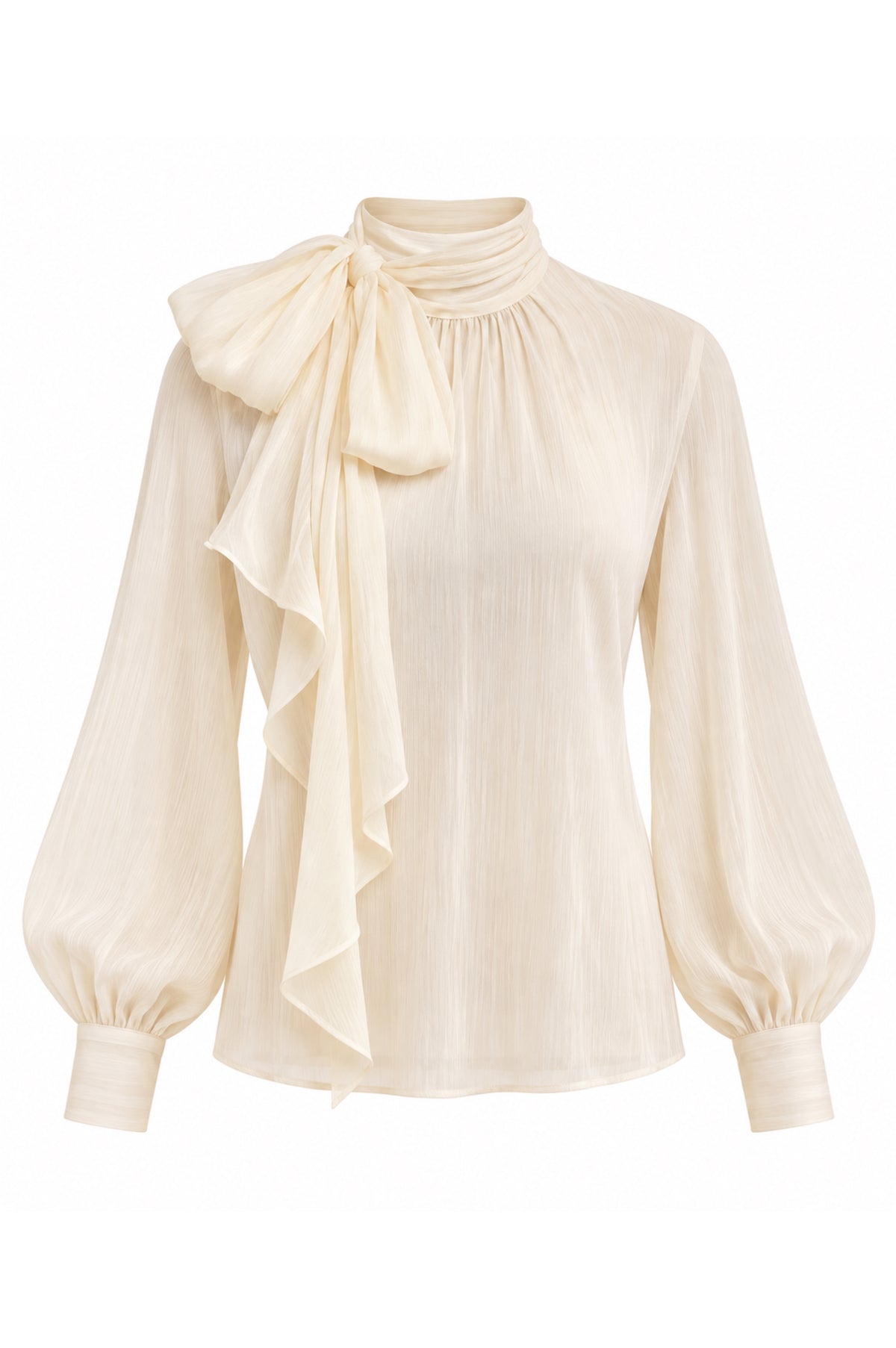 BEIGE BOW BLOUSE