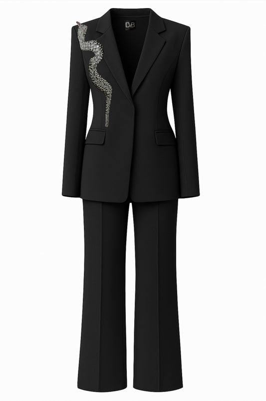 Costum negru argintiu SERPENTIA