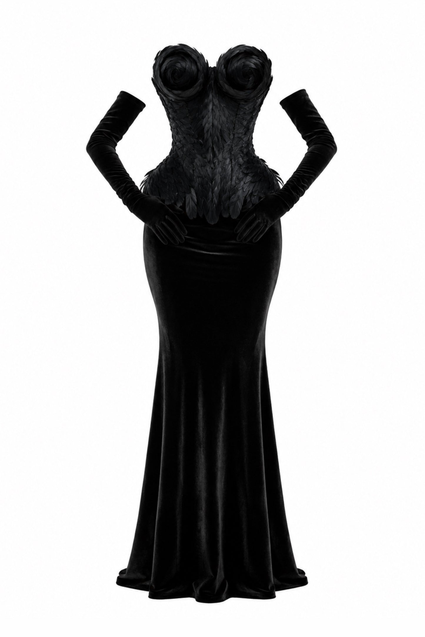 SET CORSET PLUMELLE NOIR