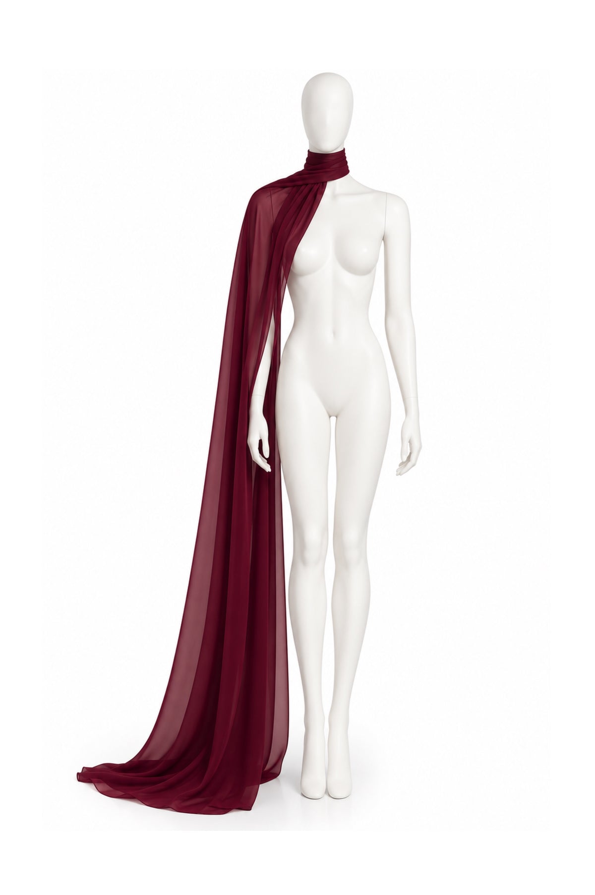 BURGUNDY CHIFFON CAPE