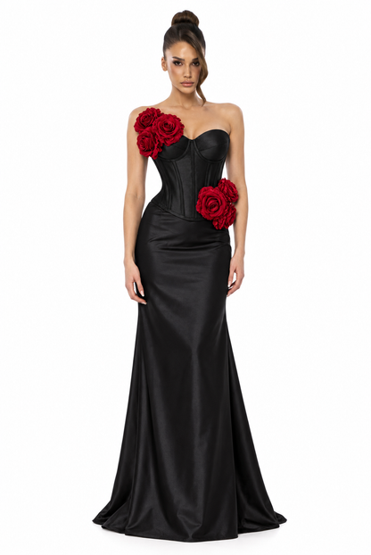 SET JACQUELINE BLOOM CORSET NEGRU