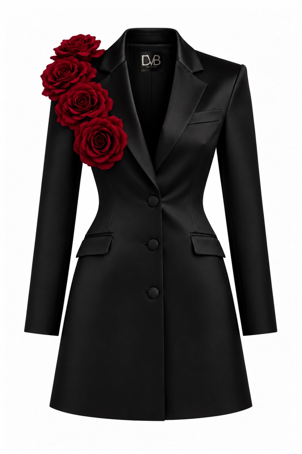 JACQUELINE BLACK HEART SATIN