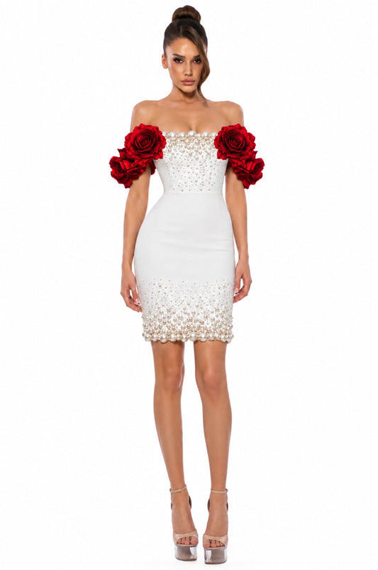 "LA PERLA" MALVINA ROUGE WHITE DRESS