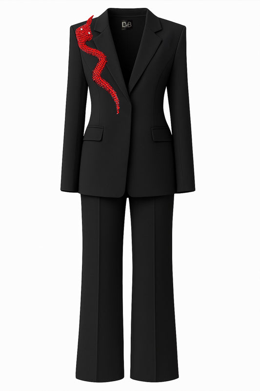COSTUME NOIR SERPENTIA ROUGE