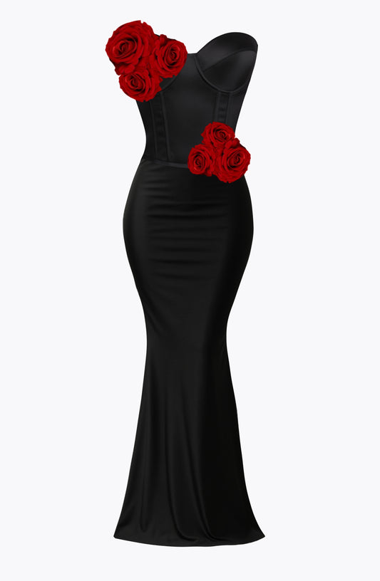 JACQUELINE BLOOM CORSET SET NOIR