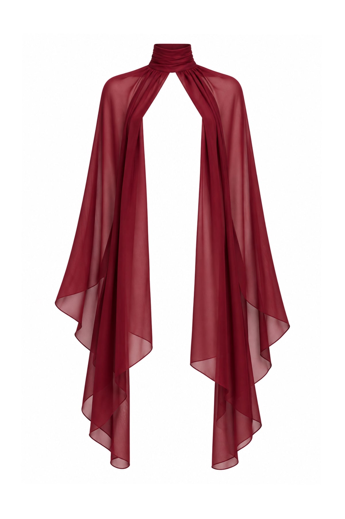 BURGUNDY CHIFFON CAPE