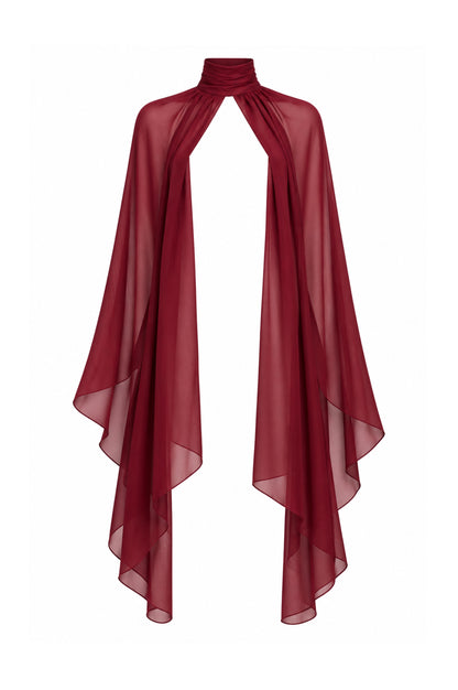 BURGUNDY CHIFFON CAPE