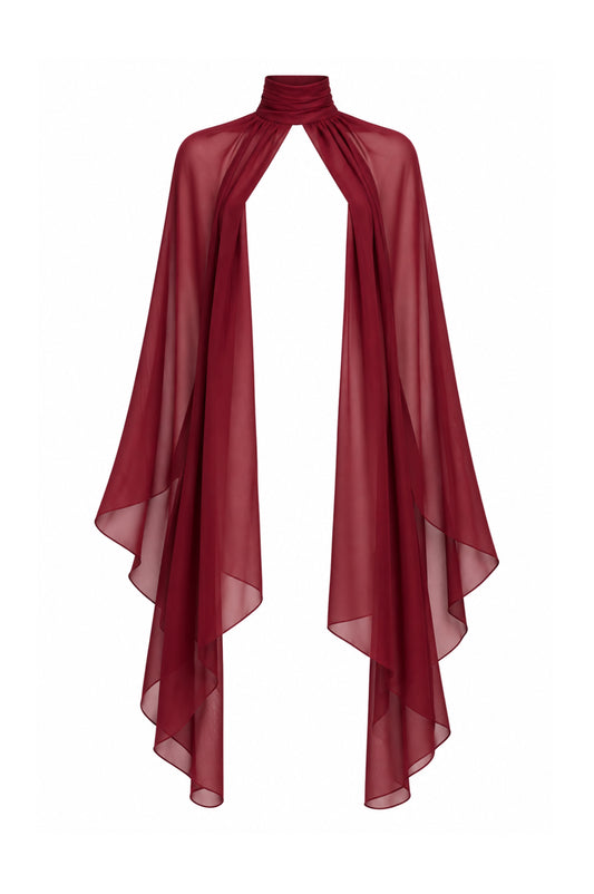 BURGUNDY CHIFFON CAPE