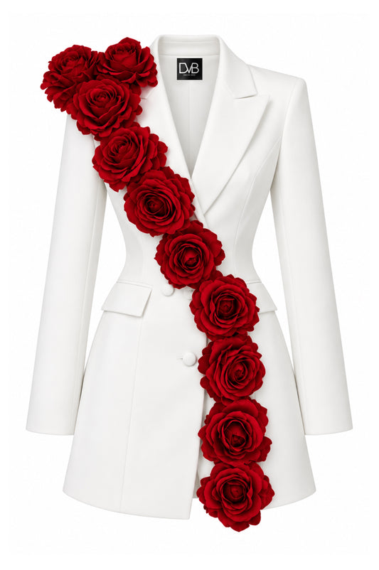 JACQUELINE BLANC BLAZER DRESS CASCADE