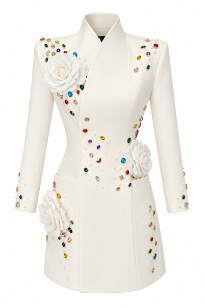 VASIRENNE BEIGE BLAZER DRESS