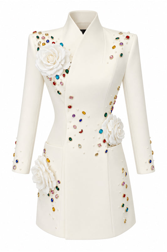 VASIRENNE BEIGE BLAZER DRESS